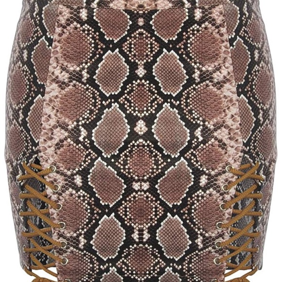 Sexy High Waist Lace Up Bodycon Snakeskin Skirt - Picture 9 of 11